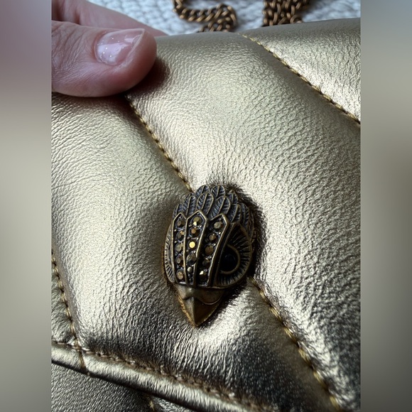 Kurt Geiger The Extra Mini Kensington Quilted Gold Metallic Leather Purse - Picture 12 of 12